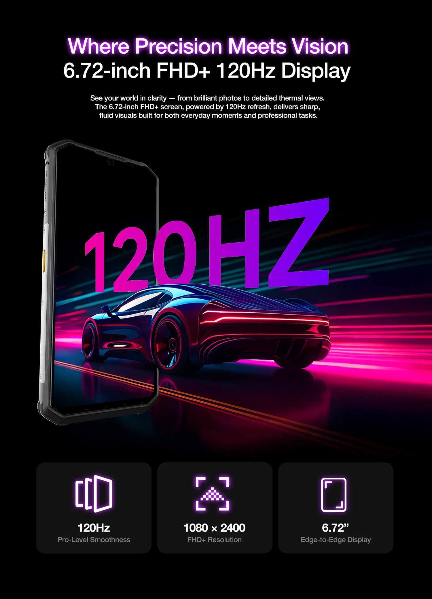 AGM G3 5G Android 15 Rugged Phone 24GB(12+12) 512GB Wireless Charging 10000mAh Battery 6.72" 120Hz Dimensity 7300 Camping light