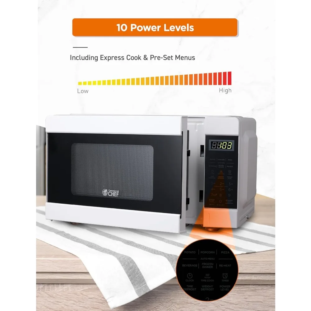0.9 Cu Ft Microwave with 10 Power Levels with Digital Controls, Countertop Microwave with Timer and Quick-Touch Menu, White 3