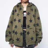Y2k Clothes Vintage Star Oversized Sweatshirt Jacket Harajuku Goth Long Sleeve Women Sweatshirt 2000s Hip Hop Zip Up Hoodies Top - Image 2