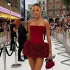 Red Color Women Sexy Strapless Ball Gown Mini Fashion Celebrity Nightclub Party Dress Birthday Cocktail Girls' Outfit 3