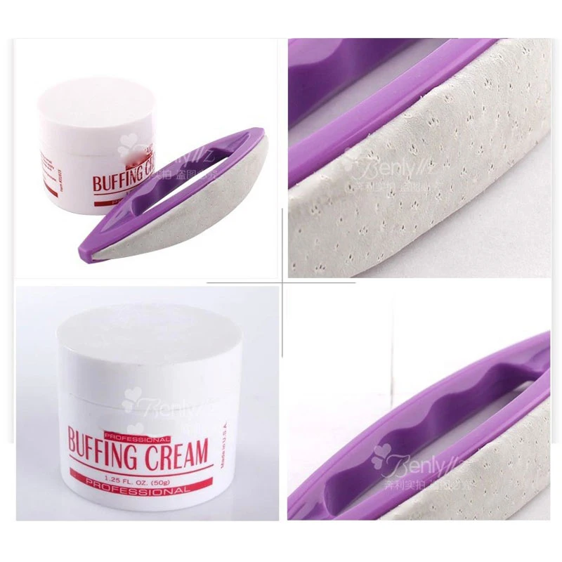 Professional 2pcs/set  Nail Art Buffing Cream + Leather Buffer Varnish Polish Set Nail Tool UV Gel Nail Tool Polish