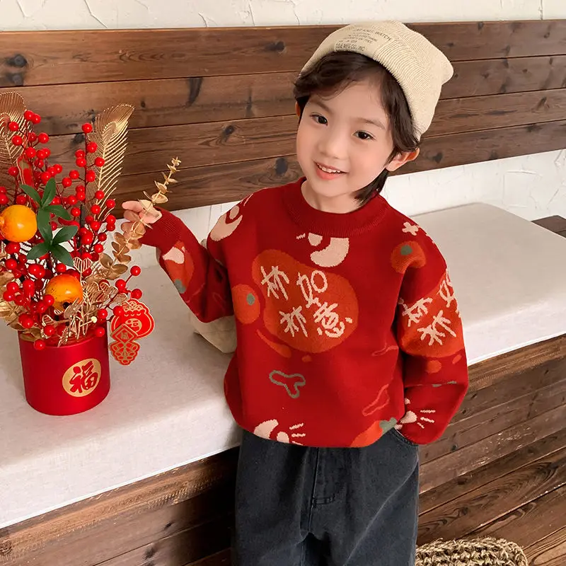 

Детский джемпер с круглым вырезом, длинным рукавом