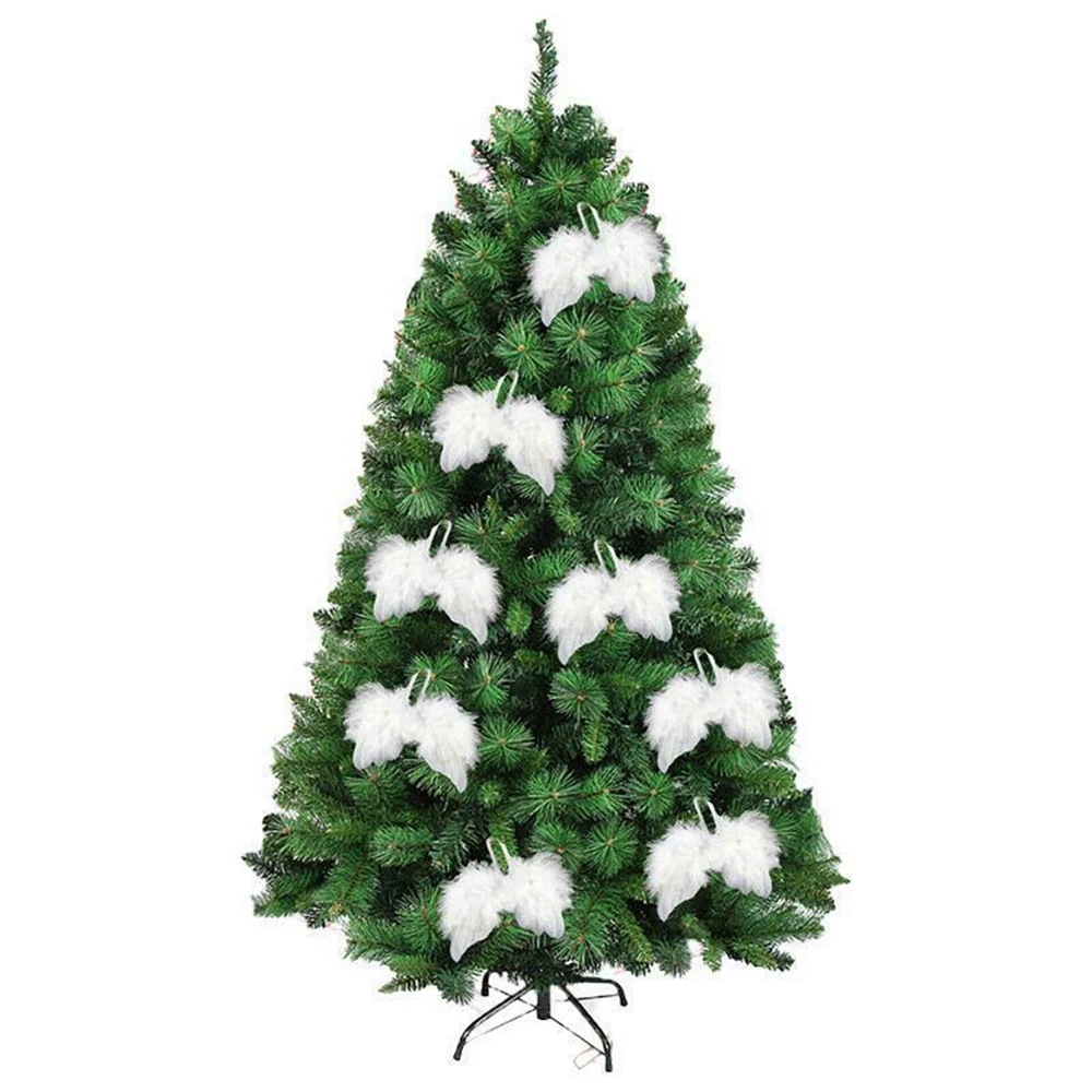 Lovely Chic Party White Wedding Christmas Tree Decor Hanging Ornament Angel Wings Feather Wing