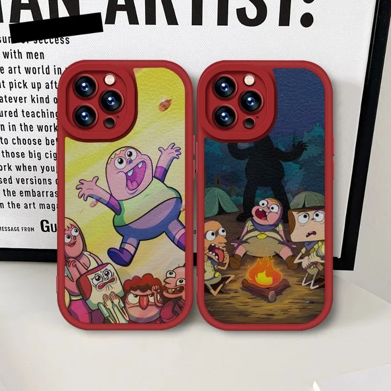 C-Clarences Cartoon Cute Phone Case Red Per Iphone 14 11 13 12 Pro Max Mini Xs X Xr 7 8 Plus Se2020 Leather Silicone Texture