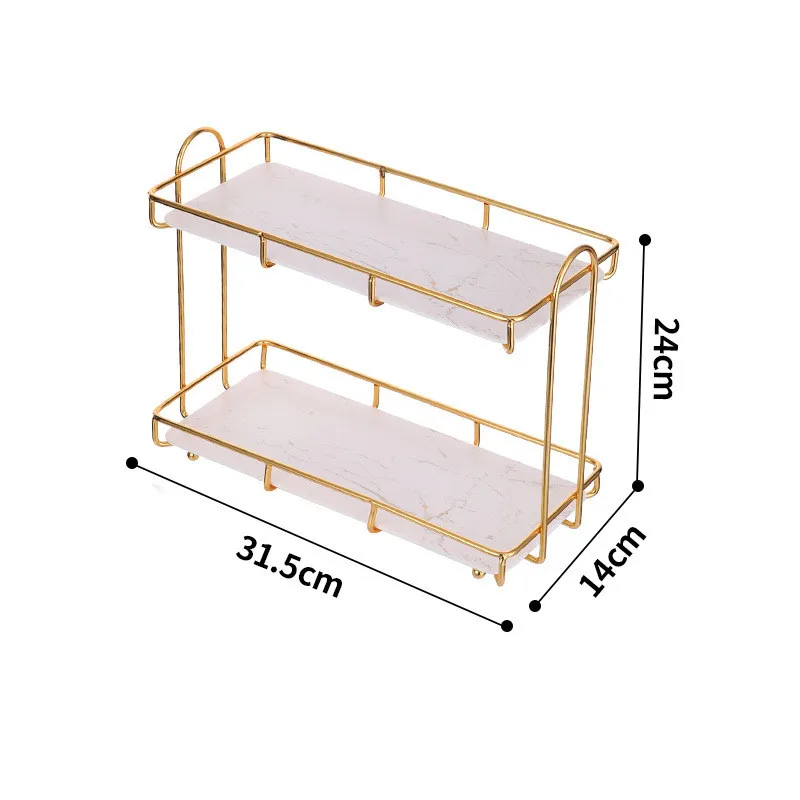 Iron Makeup Organizer Bathroom Corner Shelf Organizer Cosmetics Organizers Storage Rack Golden Double-layer Finishing Shelf backpack tool bag