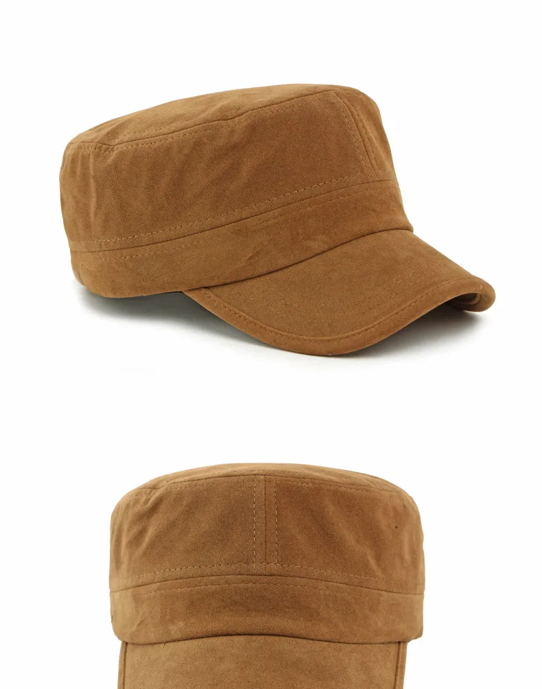 HT5008 Baseball Kappe Männer Frauen Herbst Winter Kappe Hut Mode Wildleder Flache Top Armee Kadett Kappe Männlich Weiblich Einstellbare Snapback Caps – Detail 8