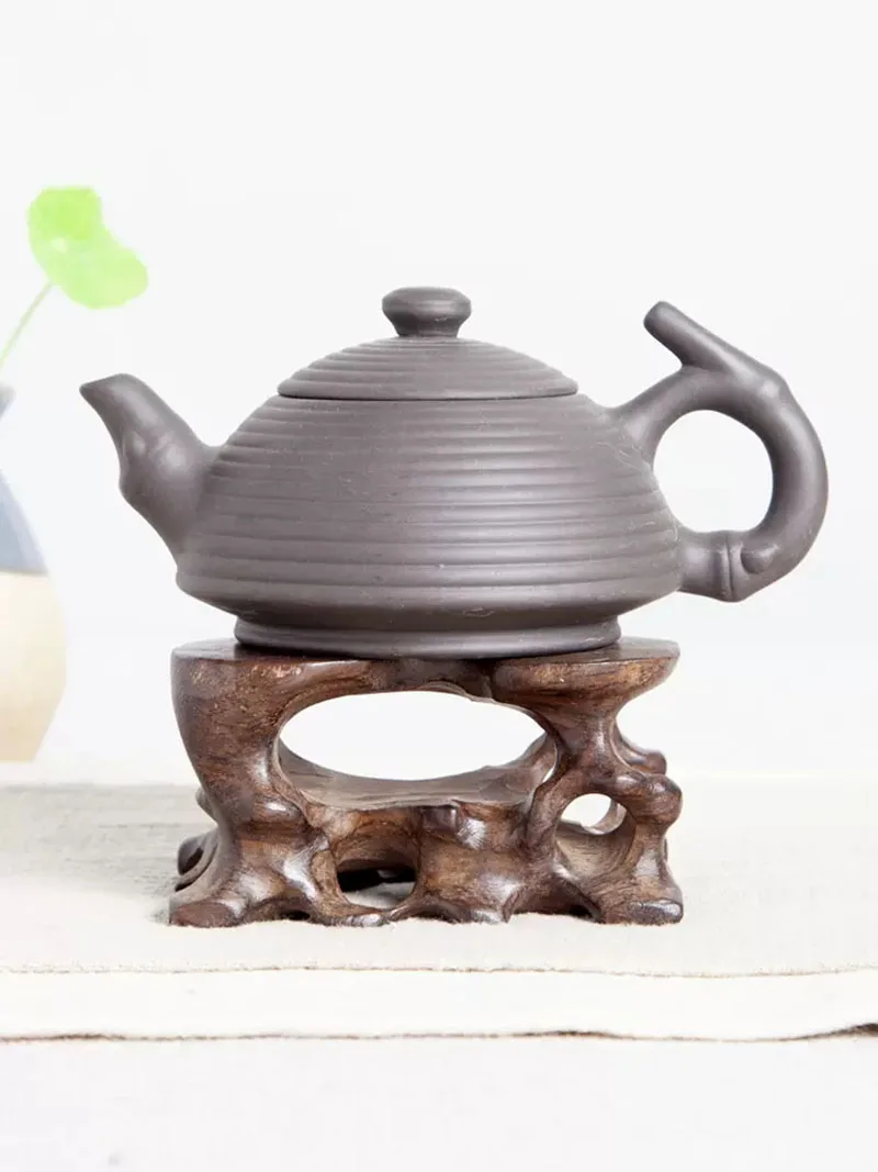 Rosewood Carving Handicraft Ornament Base, Natural Stone, Small Vase, Jade Stone Seal Base, Chicken Wing Wooden Bracket