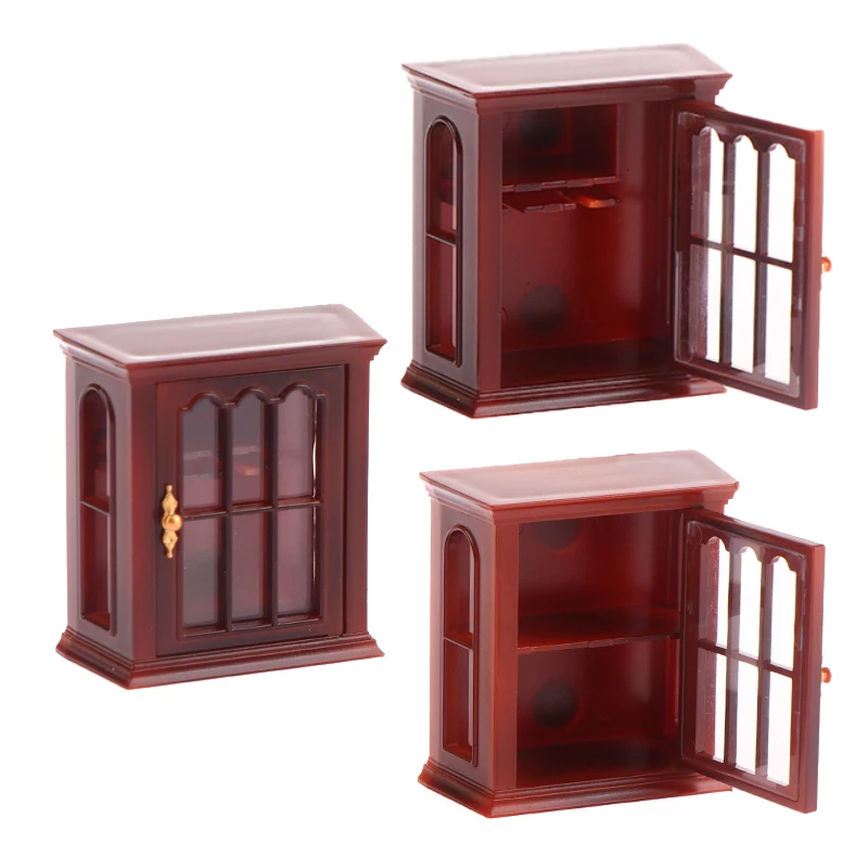 1:12 Dollhouse Miniature Wall Mount Cabinet Hanging Storage Organizer Cupboard House Furniture Decor Toy Doll House Accessories rk30 wireless wall mount cube speaker high quality class d power amplifier wireless all house mini audio speaker