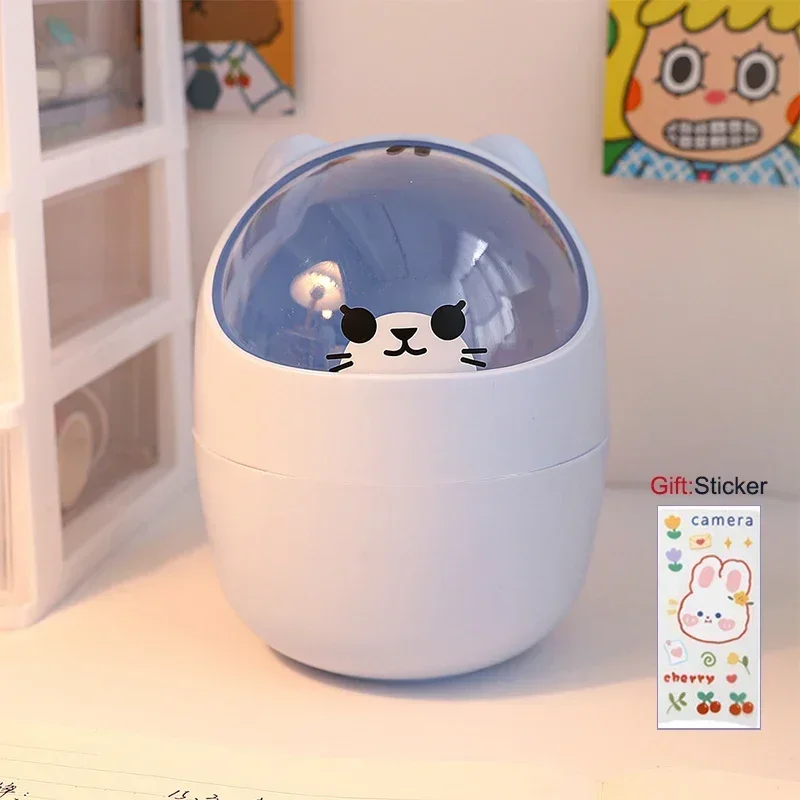 Ins Style Cute Creative Home Desktop with Lid Trash Can thumbnail 5