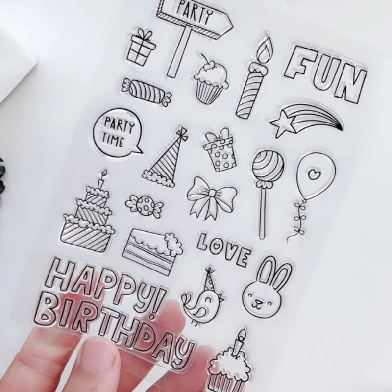 

Birthday Transparent Silicone Finished Stamp DIY Hand Account Scrapbook Rubber Coloring Embossed Diary Stencils Decor Reusable