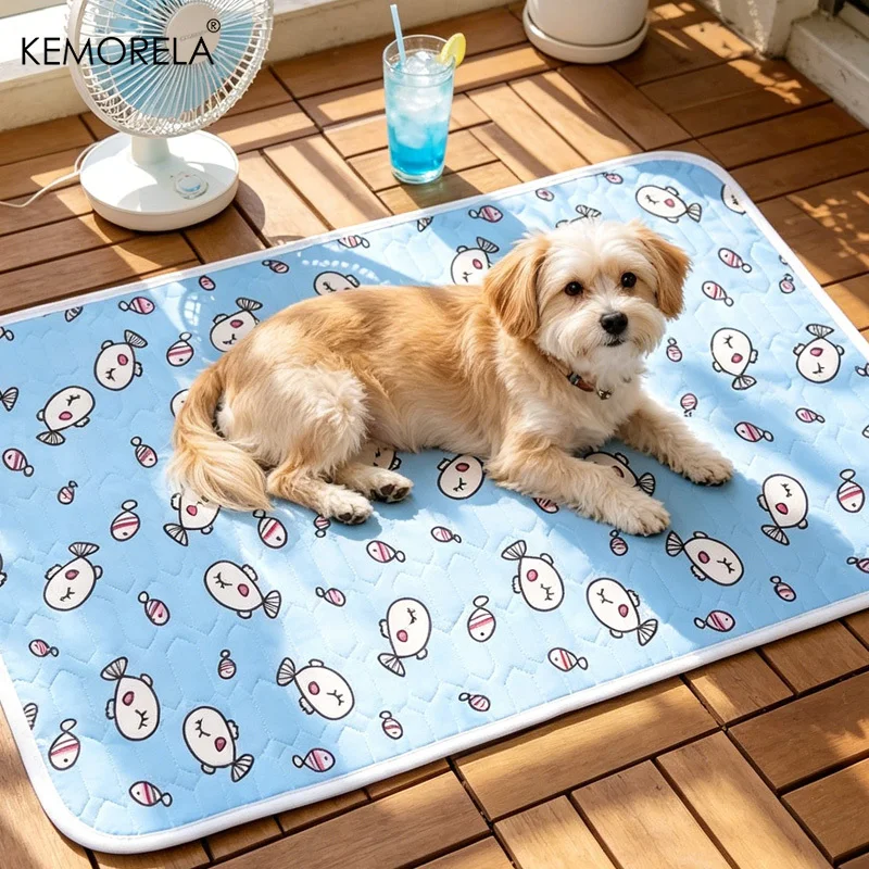 Pet Summer Cooling Latex Pad Cute Cartoon Pattern Cat Dog Sleeping Mat Kennel Ice Silk Cool Mats Floor Sofa Blanket Pet Supplies_voghion.com