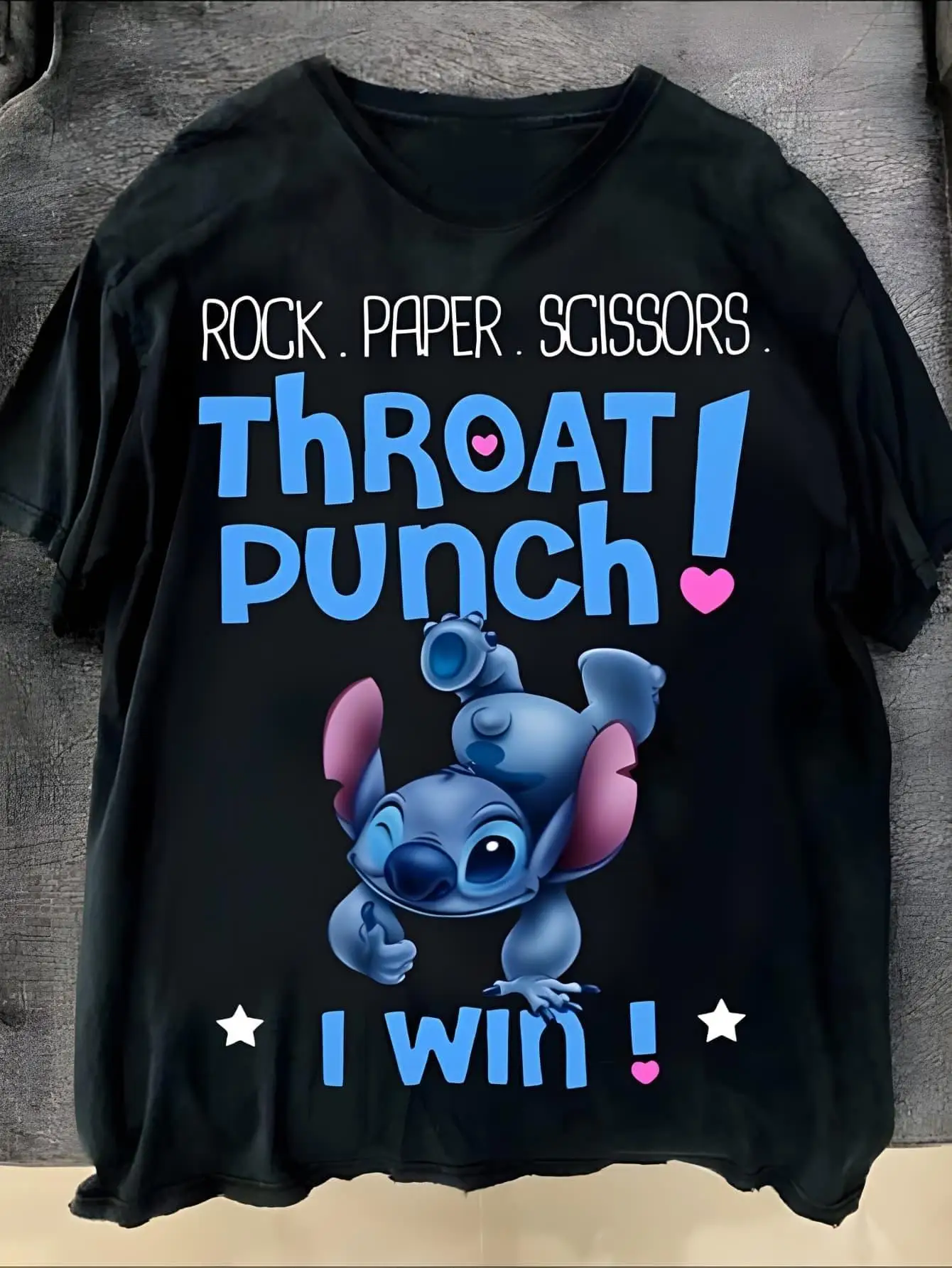 Чоловічі та жіночі футболки Stitch Throat Punch з літнім принтом з короткими рукавами від Disney Fun
