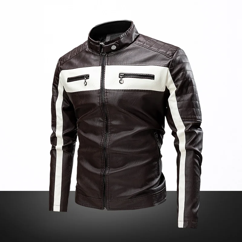 

Winter new standing collar leather jacket men's business high-grade leather jacket young and large size motorcycle jacket men's