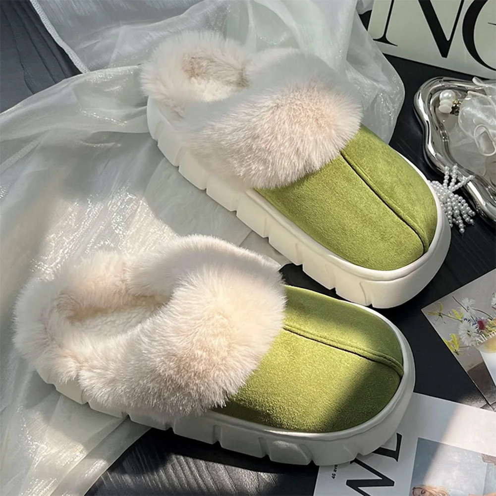 House Shoes for Women Fur Fleece Lined House Slippers Memory Foam Warm Winter Slippers Furry for Indoor and Outdoor