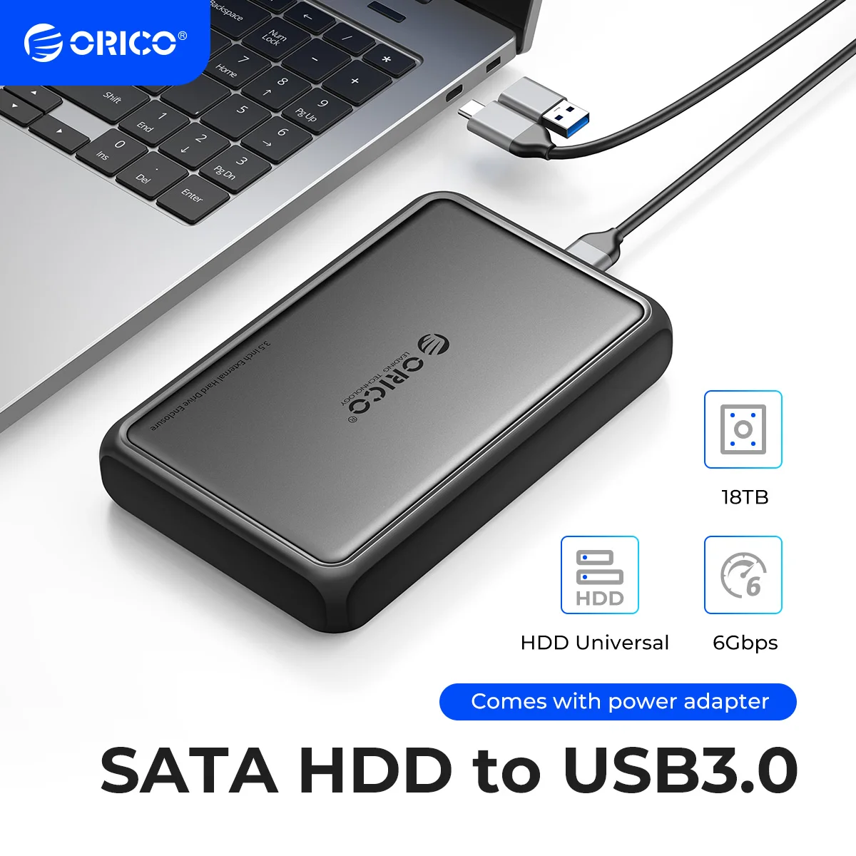 

ORICO 3.5" Type-C Hard Drive Enclosure 5Gbps SATA to USB3.0 USB3.1 HDD Case for SSD HDD PC Laptop Metal+ABS Heat Dissipation