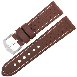 Premium Genuine Leather Unisex Watch Strap with Deployment Clasp - Available in Multiple Sizes & Colors for 22mm (Coffee Pin Buckle)