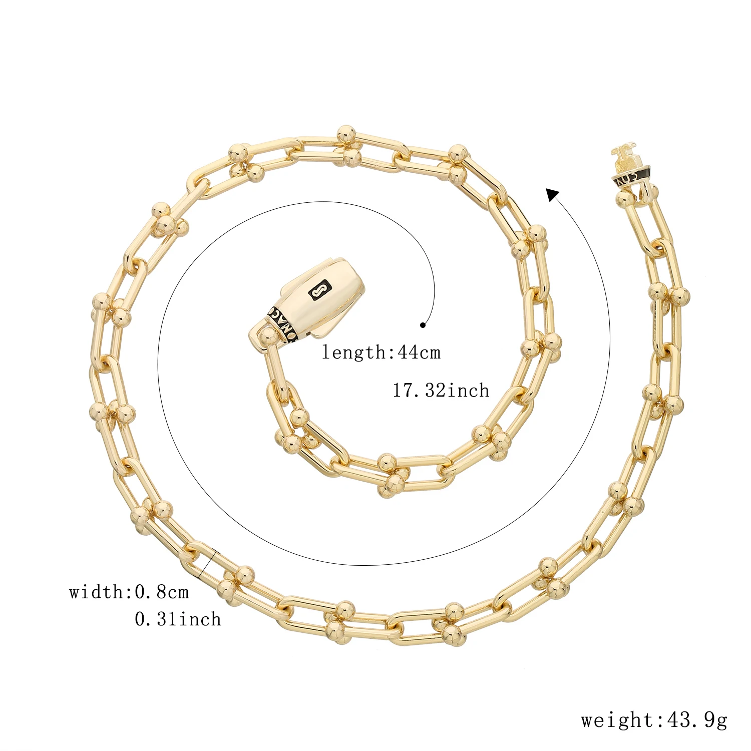 New Monaco necklace 14K gold-plated paper clip chain Cuban chain suitable for men and  women rectangular chain support wholesale 5