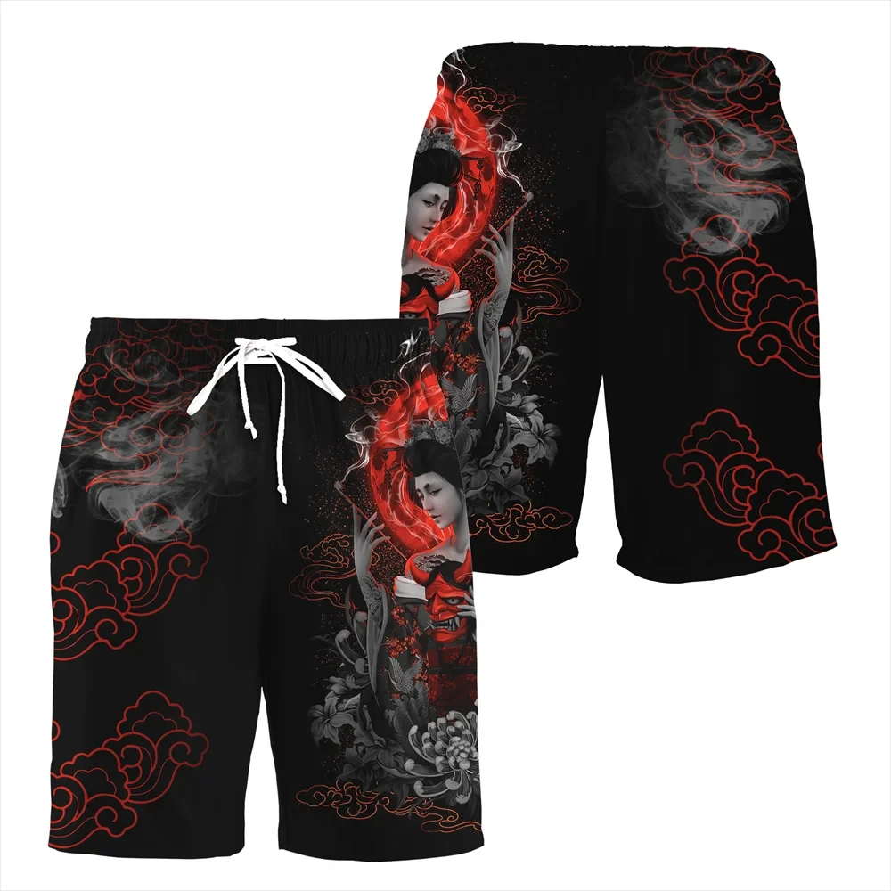 High Quality Shorts Sakura Samurai 3D Printed beach Shorts for men and women Street Harajuku style summer casual shorts 3