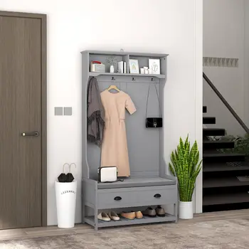 3-in-1 Hall Tree with Bench 1