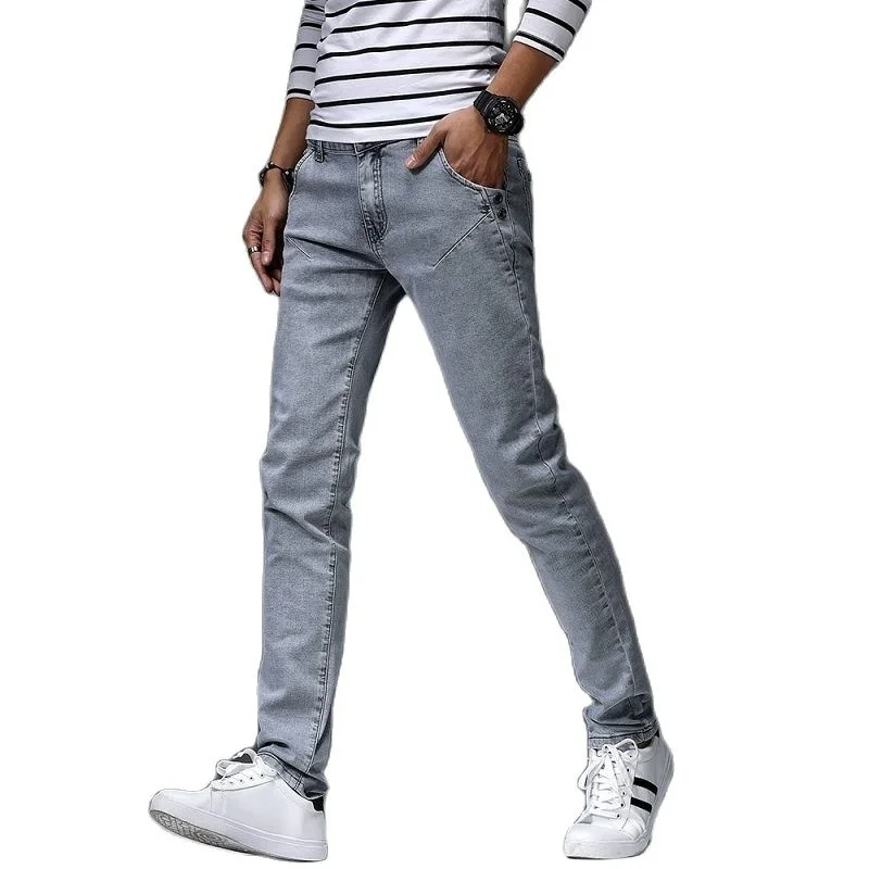 

2023 new arrival high quality casual slim grey jeans men, men's pencil pants, skinny men 8914