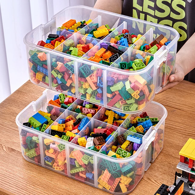 Building Blocks Toys Storage Box Compatible Organizer Kids Stackable  Adjustable Storage Case with Handle Sundries Boxes - AliExpress