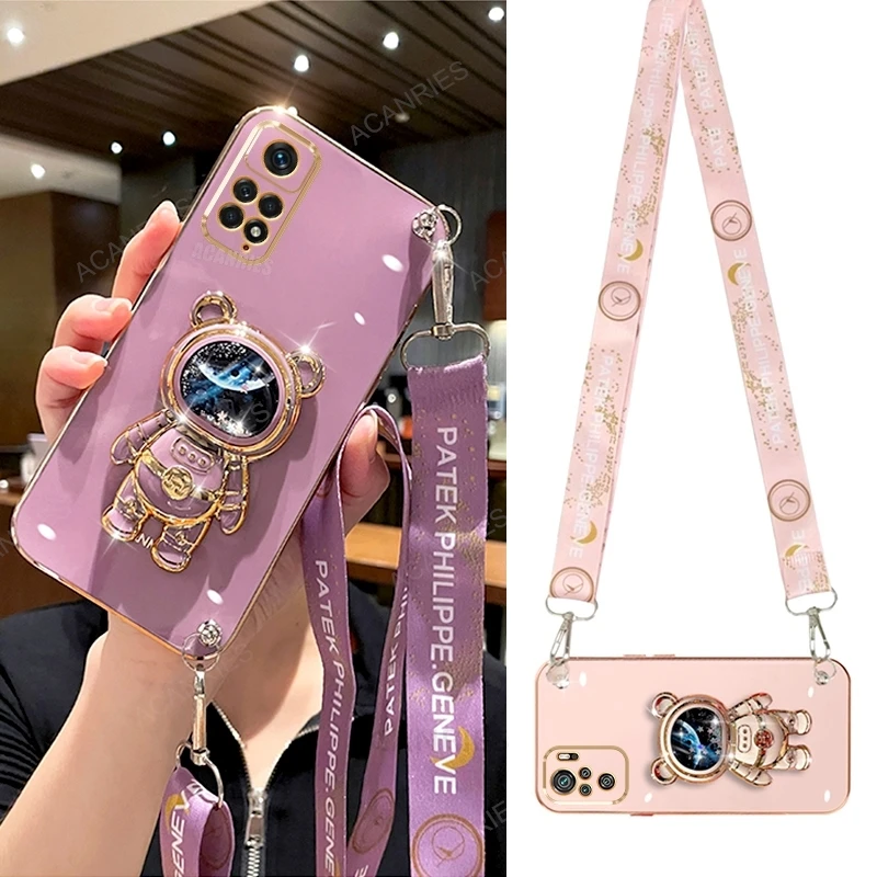 Étui de protection en silicone avec lanière pour Xiaomi Redmi Note 11 Pro 4G 5G 11S 10 10S 11Pro 9 8 Astronaut_voghion.com