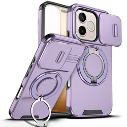 Custodia per telefono shockproof con supporto magnetico e protezione per obiettivo della fotocamera scorrevole