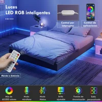 Основание кровати Homcom 160X200 см со светодиодной подсветкой, мягкий каркас кровати из льна, деревянные рейки, легко собирается, серый цвет — изображение 5