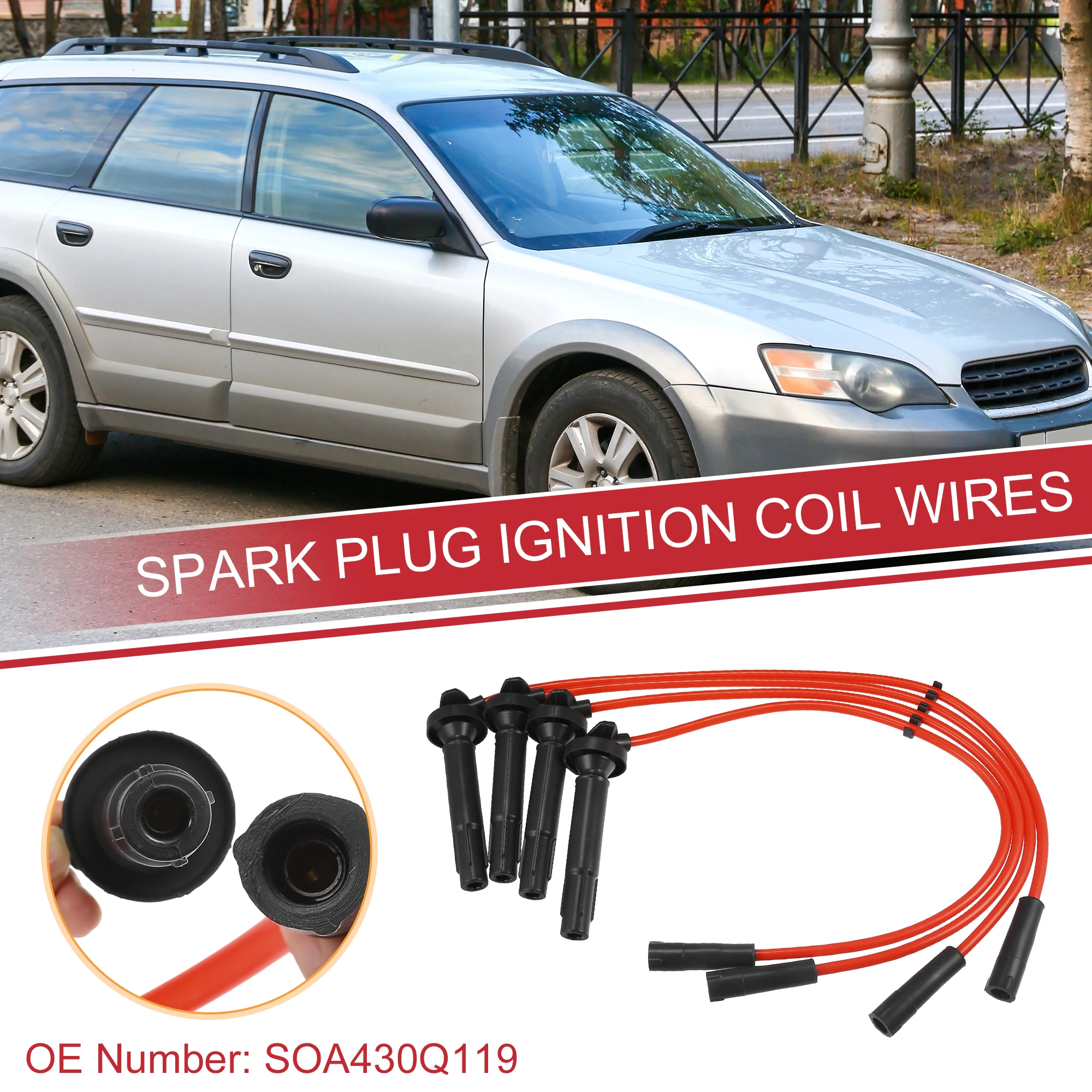 UXCELL 4pcs Spark Plug Wire Ignition Coil Cable No.SOA430Q119 for Subaru Impreza Legacy ignition cable set