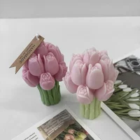 3D tulip bouquet silicone mold DIY flowers aroma candles plaque ornament handmade gift soap candle wedding gift 5