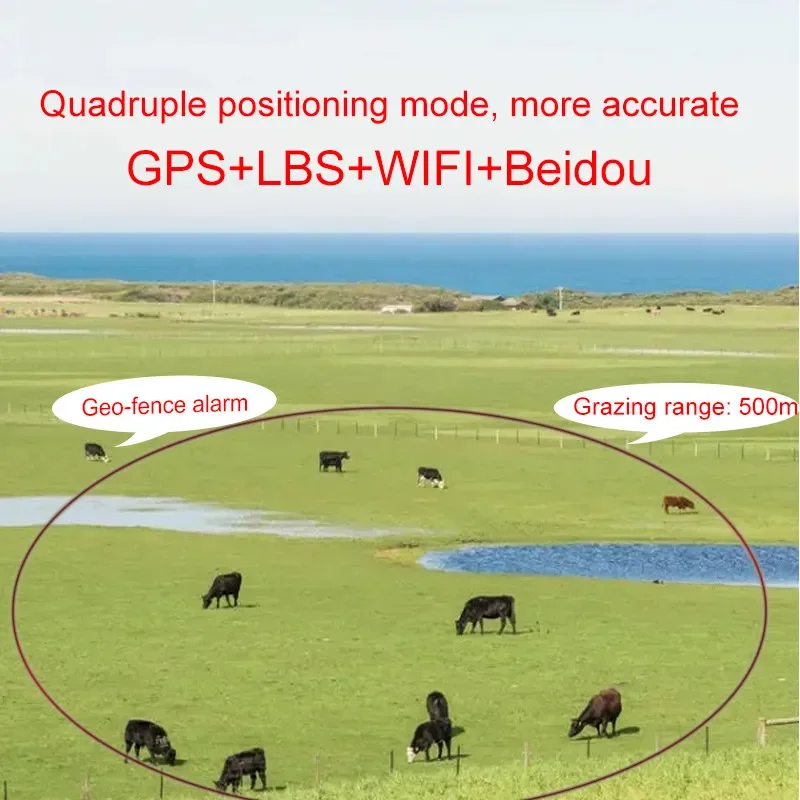 Solar Animal GPS Tracker Anti-removal Alarm Portable WiFi GPS Locator Waterproof Anti-lost Tracker for Cow Cattle Sheep Horses