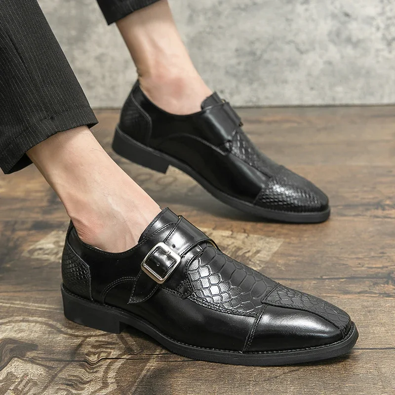 Men's Cap-toe Monk Strap Loafers, Breathable Slip On Shoes For Business Office Wedding Party, Spring Summer And Autumn