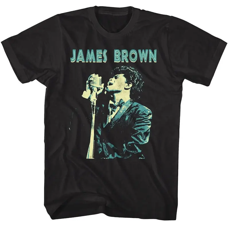 

James Brown on the Microphone Men's T Shirt Godfather Of Funk Tees