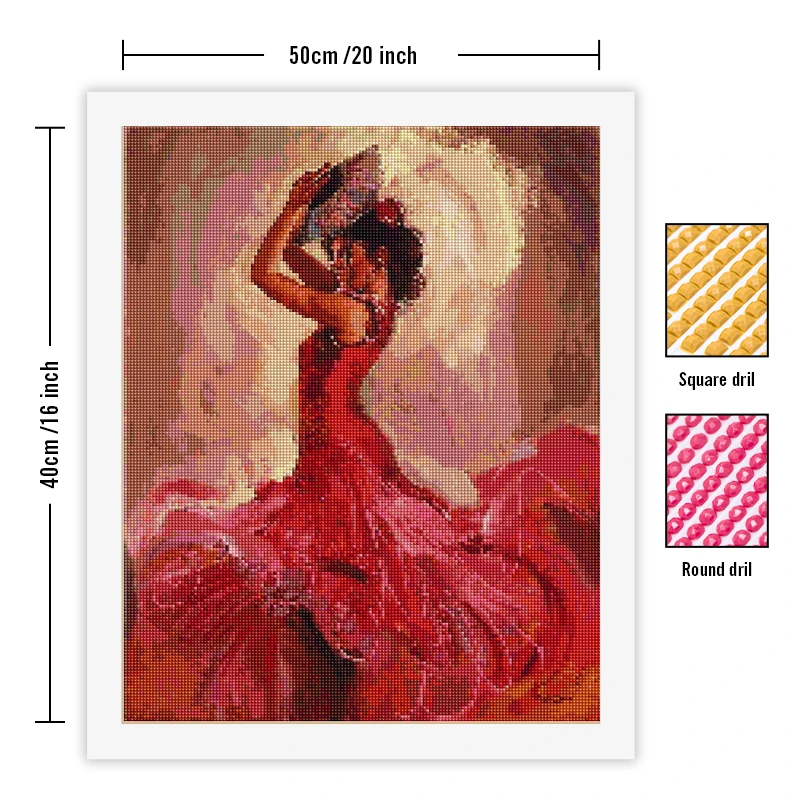 RUOPOTY Diamond Painting New Ballet Girl Rhinestones 5D DIY Diamond Embroidery Sale Portrait Lovers Mosaic Home Decor