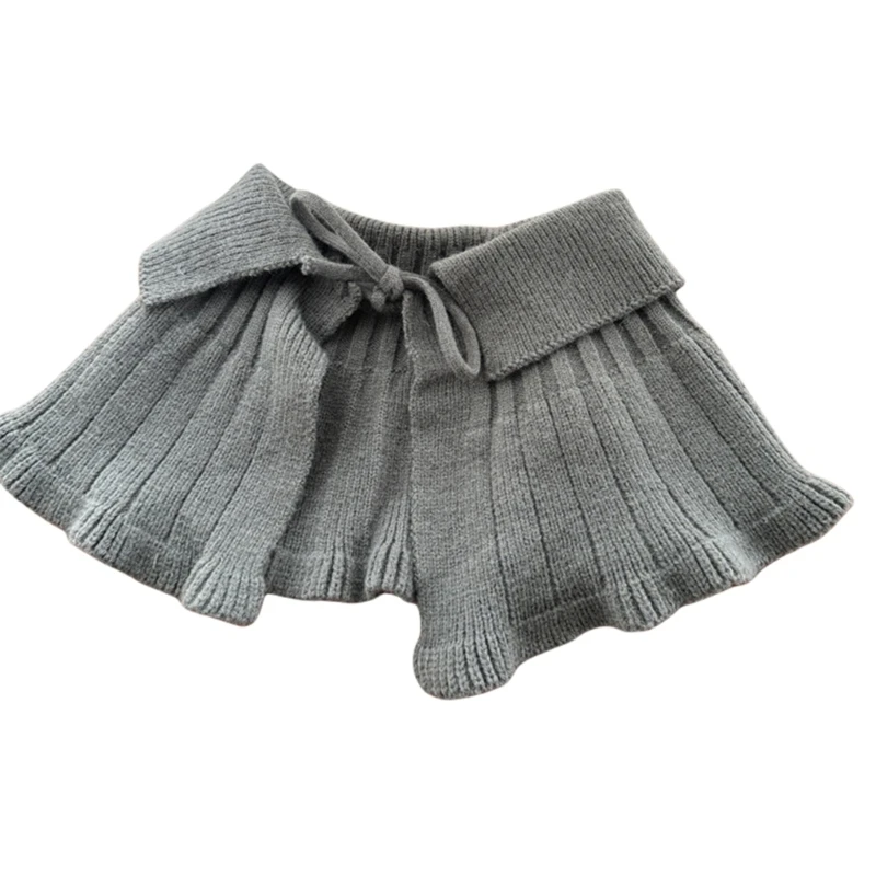 Infant Girls Knitted Shawl Soft & Breathable Removable False Collar 3-10T Kids Clothing Accessory for Chilly Season
