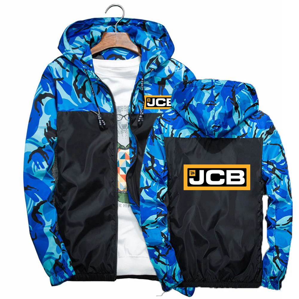 

Midnight Star Excavator Jcb Printing Fashion 2023 New Men's Jacket Zipper Splicing Camouflage Windbreaker All-Match Hoodies Coat
