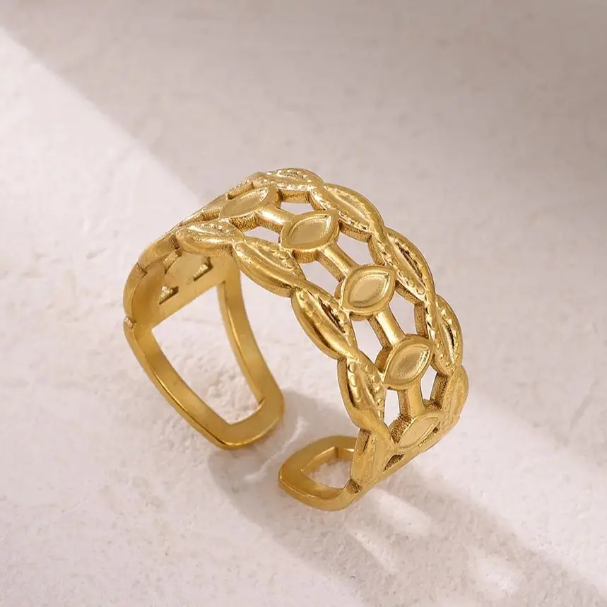 Hollow Out Ancient Coin Rings Stainless Steel Geometric