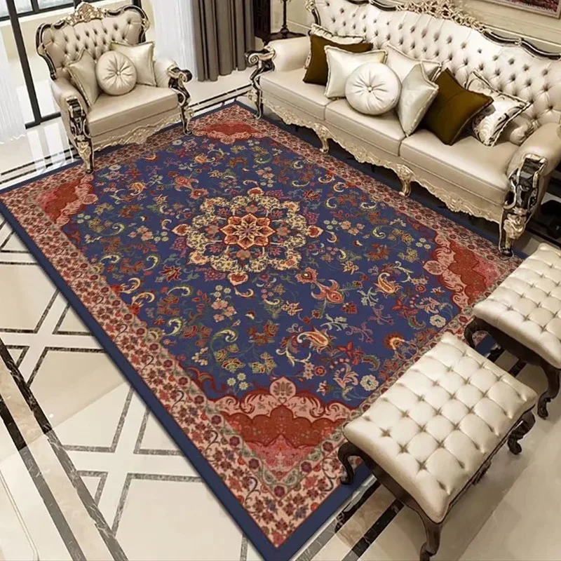 레트로 플라워 패턴 대형 바닥 매트, 세탁 가능한 부드러운 테이블 러그, 거실용 모던 홈 데코 액세서리 Best5 레트로 플라워 패턴 대형 바닥 매트, 세탁 가능한 부드러운 테이블 러그, 거실용 모던 홈 데코 액세서리 Best5