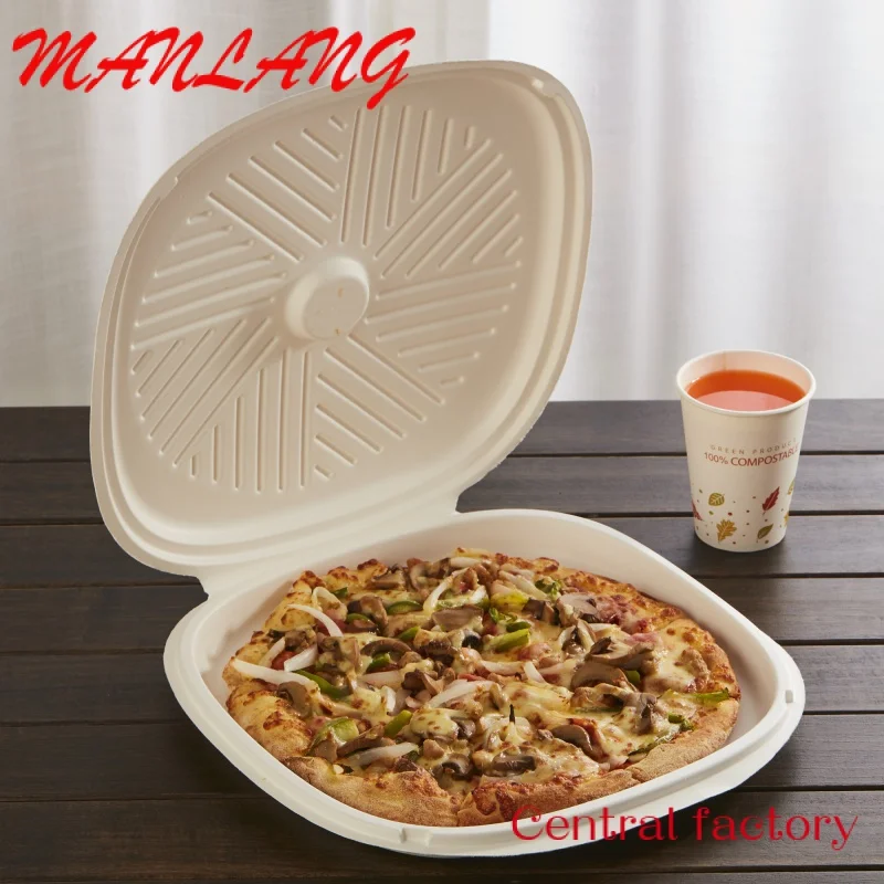 

Custom PFAS Free Compostable Disposable Biodegradable Sugarcane Bagasse Pulp Mould Pizza Boxes