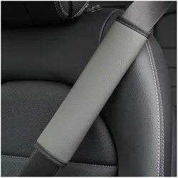 Premium PU Leather Car Seat Belt Shoulder Cover - Breathable Comfort and Protection (GRAY)