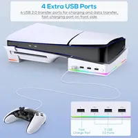 IPEGA Horizontal Stand with RGB LED Light for P5 Slim &P5 Pro,Console Accessories with 14 Light Modes and 4-Port USB Ports - Image 4