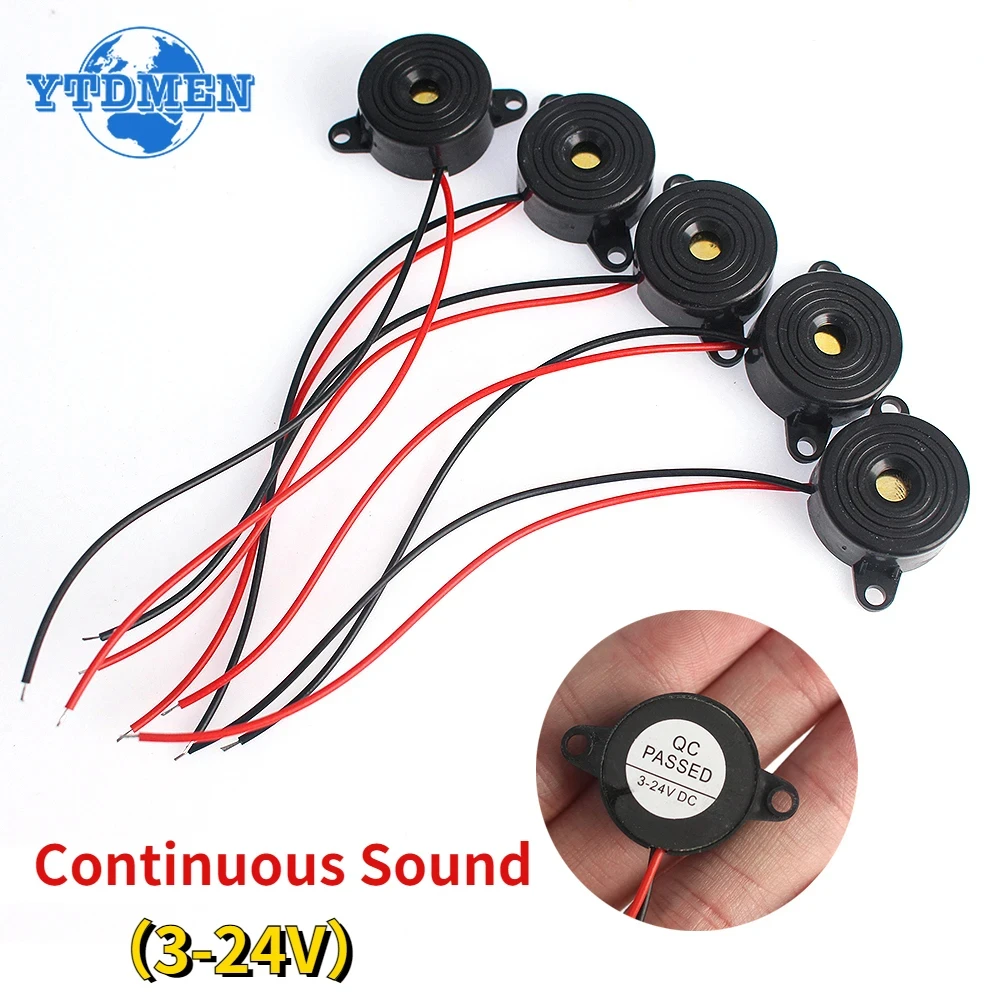 5PCS SFM-20B DC3-24V 피에조 전자 버저 경보 연속 사운드 2312 활성 압전 버저 Arduino 용 높은 데시벨