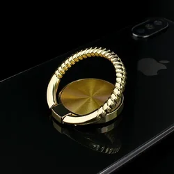 Rotating Adjustable Magnetic Car Phone Stand with Zinc Alloy Ring Holder (Golden)