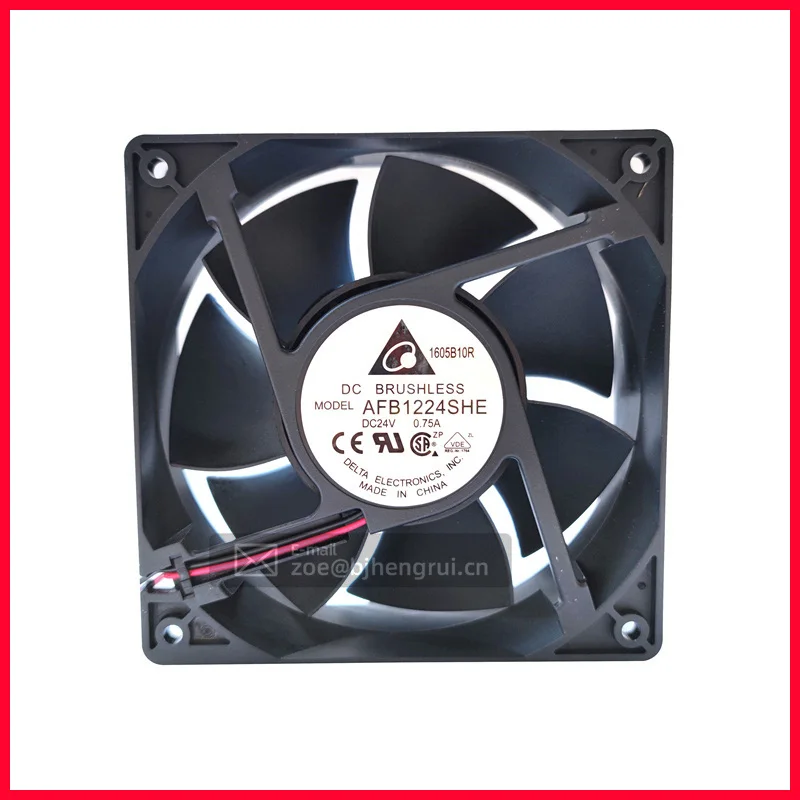 

AFB1224SHE 120X120X38mm 24V DC 18W 12038 12cm 0.75A 3700RPM 151.85CFM Cabinet Industrial computer Axial cooling fan