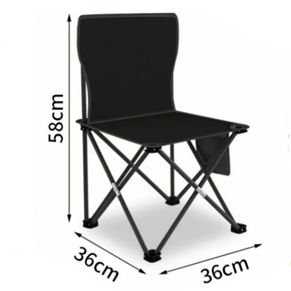 Black Portable Folding Camping Chair Outdoor Camping Chairs Beach Fishing Chair Ultralight Travel Leisure Hiking Picnic Seat Han