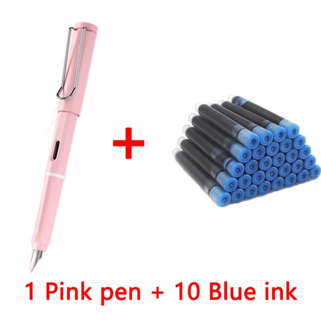 1 pen+10 ink Kawaii Fountain pen calligraphy Multi-function pen 0.38mm EF Nib school supplies stationery pens 10