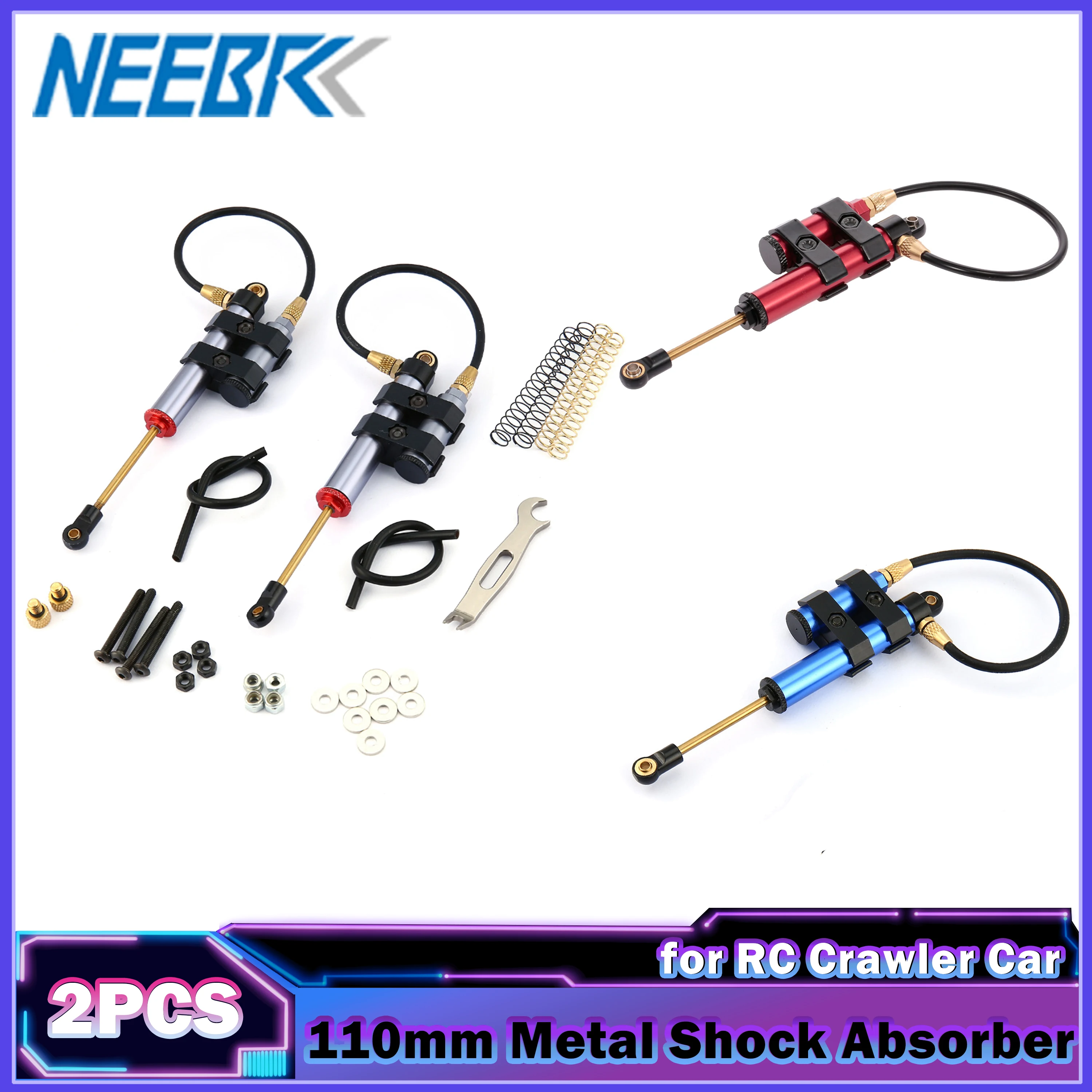 

2PCS 110mm Shock Absorber Adjustable Piggyback Damper Gun for Traxxas HSP Redcat RC4WD Tamiya Axial SCX10 D90 RC Crawler Car Toy