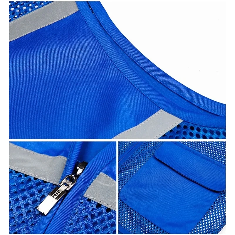 Safety Vest for Men Breathable Mesh Work Vest with Pockets and Zipper Construction Volunteer Safety Workwear
