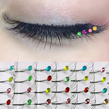 4D 컬러 프리메이드 볼륨 팬 속눈썹, 자연스러운 부드러운 고밀도 인조 속눈썹, 뷰티 메이크업용 반짝이 속눈썹 연장