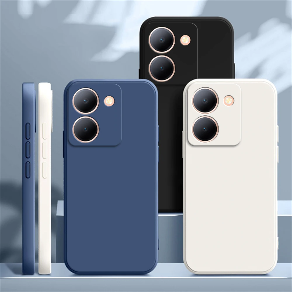 Pure Candy Phone Cover for VIVO Y36 Y27 Y78 4G 5G Luxury Shockproof Original Liquid Silicone Internal Flocking Soft Case Housing — view 2